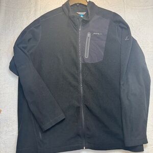Eddie Bauer Fleece Jacket Mens Size 3XLT Black Full Zip Hiking Casual